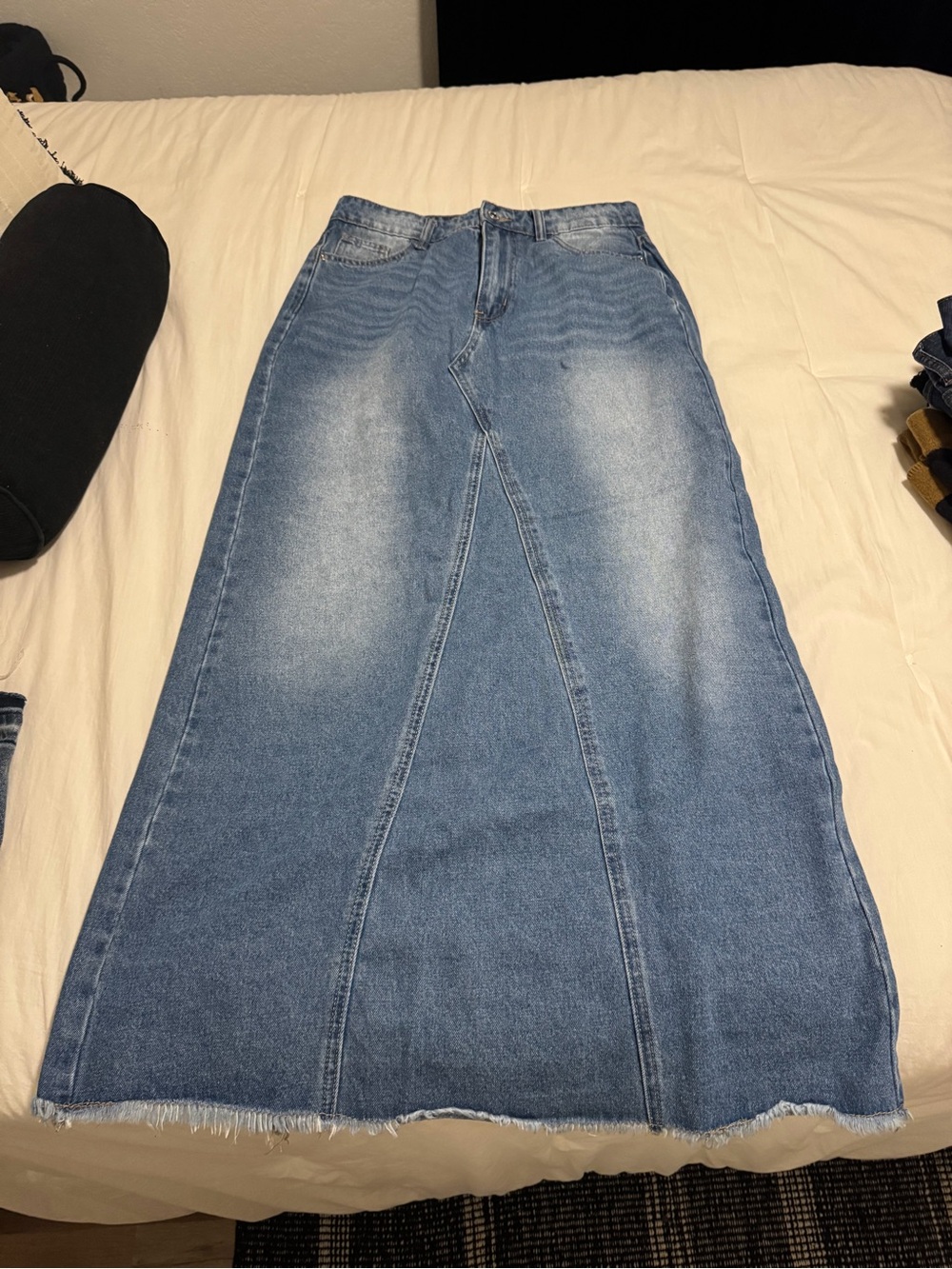 SHEIN Faded Blue High-Waist Denim Maxi Skirt